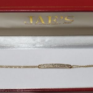 14 Karat Yellow Gold Pave Bar Bracelet